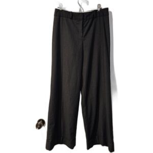 Worthington Women's Modern Fit Wide Leg Dark Gray/Pen Strip Dress Pants Size 8